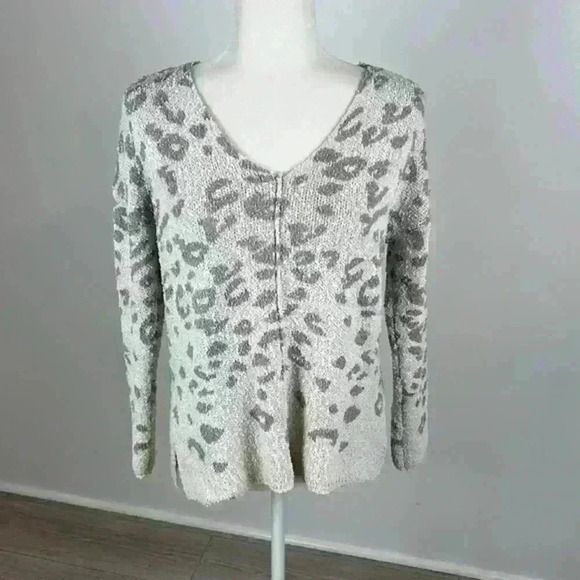 Knox Rose Cheetah Print V-Neck Sweater Size S - Picture 1 of 8